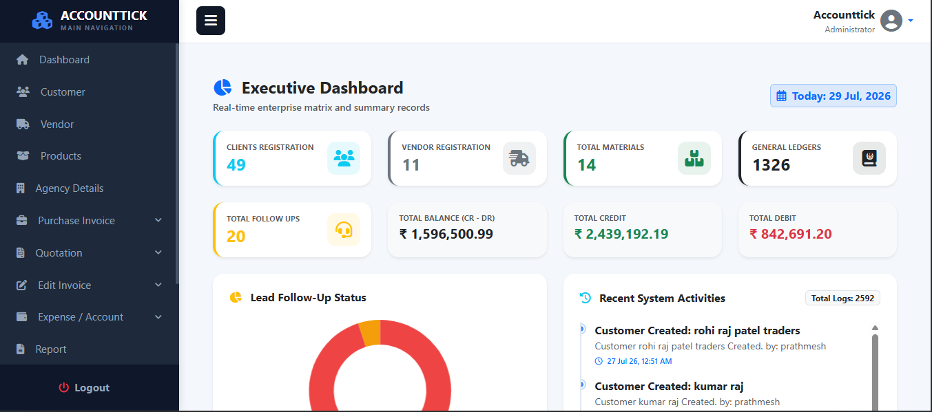 Accounttick Dashboard